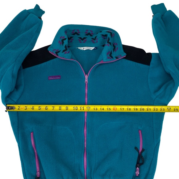 Vintage Columbia Jacket Womens Large Aztec Radial Sleeve Fleece Made In USA - Picture 7 of 12